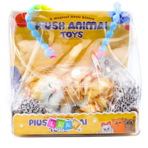 Śpiący Rudy Kot Na Poduszce Figurka z Futerkiem Torba Dźwięki LEAN Toys