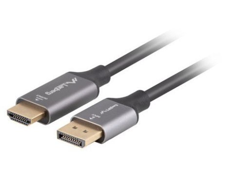 Kabel Displayport(M)-HDMI(M)1.8M 4K czarno-srebrny Lanberg