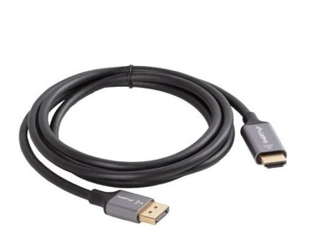 Kabel Displayport(M)-HDMI(M)1.8M 4K czarno-srebrny Lanberg