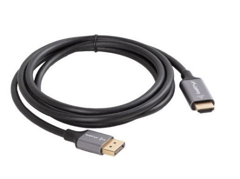 Kabel Displayport(M)-HDMI(M)1.8M 4K czarno-srebrny Lanberg