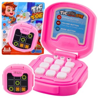 Gra Elektroniczna Kółko i Krzyżyk Tic Tac Toe 9 Trybów Różowa LEAN TOYS