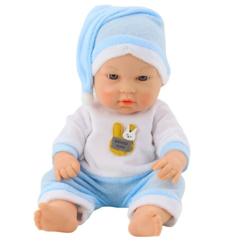Lalka Bobas W Niebieskiej Piżamce Czapeczka Ruchome Rączki Nóżki 30cm LEAN Toys