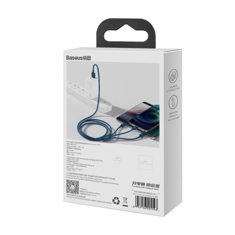 3w1 kabel przewód uniwersalny USB - Lightning / USB-C / micro USB 3.5A 1.5m niebieski BASEUS