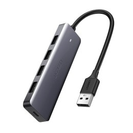 HUB Rozdzielacz portów USB - 4x USB 3.2 z portem zasilania micro USB szary UGREEN