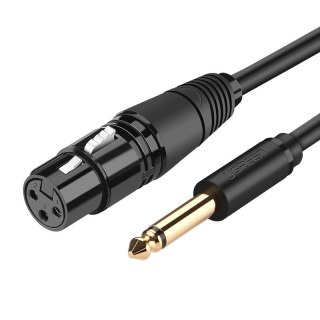 Przejściówka kabel audio do mikrofonu XLR żeński - 6.35 mm jack męski 3m czarny UGREEN
