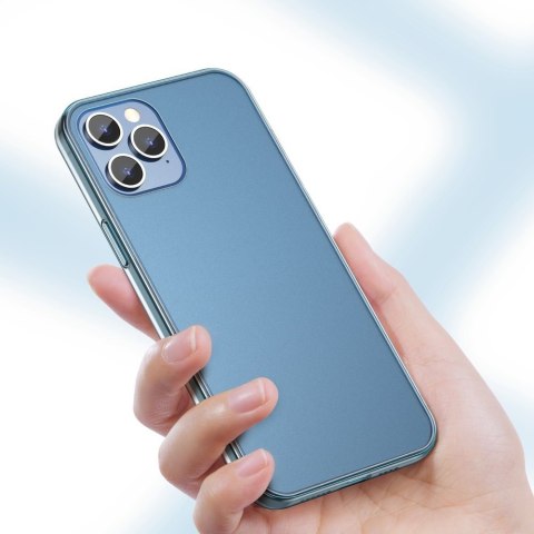 Sztywne etui z elastyczną ramką do iPhone 12 Pro Max Frosted Glass Case biały BASEUS