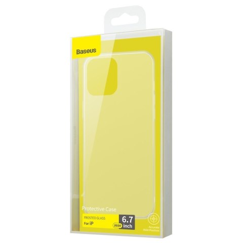 Sztywne etui z elastyczną ramką do iPhone 12 Pro Max Frosted Glass Case biały BASEUS