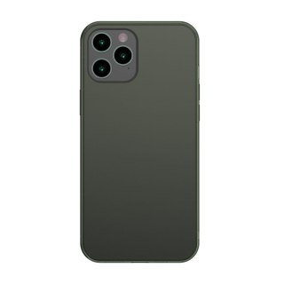 Sztywne etui z elastyczną ramką do iPhone 12 Pro Max Frosted Glass Case ciemnozielony BASEUS