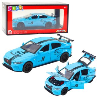 Samochód Metalowy Jaguar Światła Dżwieki Niebieski LEAN Toys