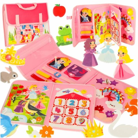 Tablica manipulacyjna sensoryczna montessori walizka plecak różowa Kik Sp. z o. o. Sp. k.