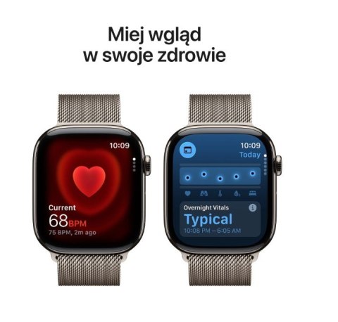 Watch Series 11 GPS + Cellular koperta 42 mm z tytanu w kolorze naturalnym, bransoleta mediolańska w kolorze naturalnym Apple
