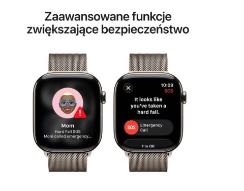 Watch Series 11 GPS + Cellular koperta 42 mm z tytanu w kolorze naturalnym, bransoleta mediolańska w kolorze naturalnym Apple