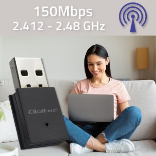 Bezprzewodowy mini adapter Wi-Fi | BT 4.0 USB | standard N Qoltec