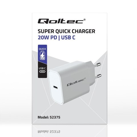 Ładowarka Super Quick PD | USB-C | 20W | 5-12V | 1.67-3A | Biała Qoltec