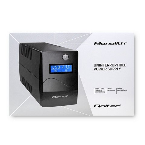 Zasilacz awaryjny UPS | Monolith | 650VA | 360W | LCD | USB | RJ45 Qoltec