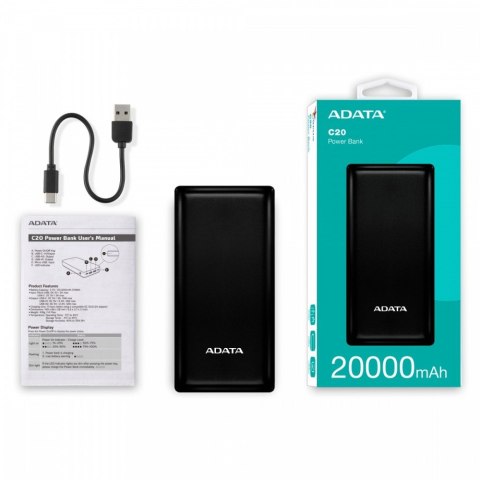 Powerbank C20 20000mAh USB-C czarny Adata