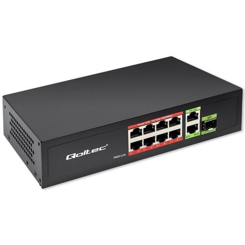 Przełącznik sieciowy SWITCH FAST Ethernet 8x RJ45 PoE 2x RJ45 Uplink 1x SFP | 120W | 1000Mb/s Qoltec
