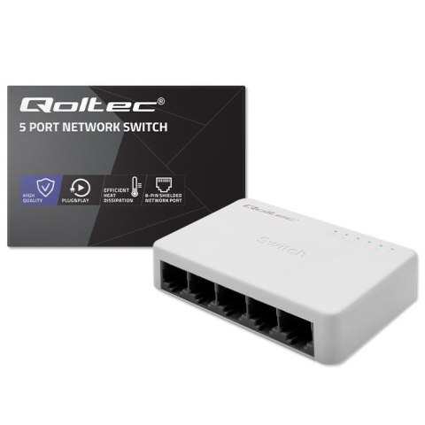 SWITCH przełącznik sieciowy 5 x port RJ45 | 100Mbps | Fast Ethernet| LAN Qoltec