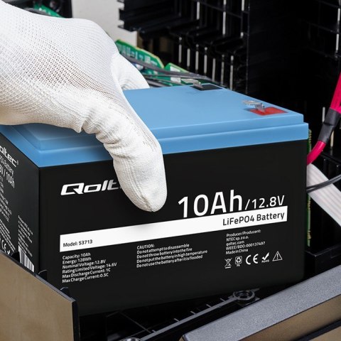 Akumulator LiFePO4 litowo-żelazowo-fosforanowy | 12.8V | 10Ah | 128Wh | BMS Qoltec