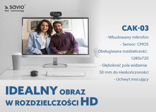 Kamera internetowa USB HD, CAK-03 Savio