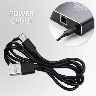 Rozdzielacz splitter Ethernet mini SWITCH 1x4 RJ45 | 1000Mb/s | USB-C | Aluminium Qoltec