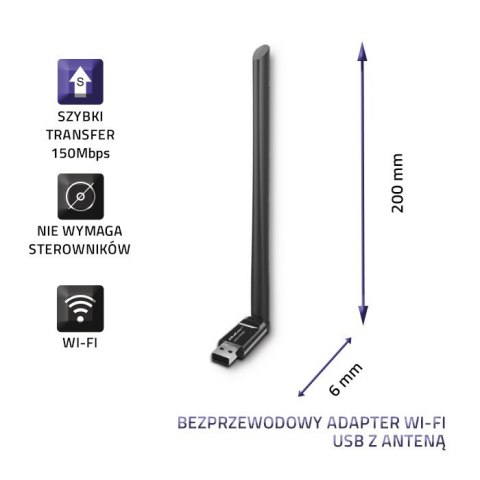 Adapter Wi-Fi USB z anteną bezprzewodowy Qoltec