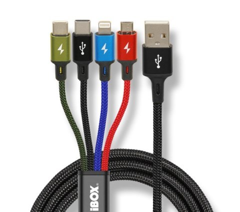 KABEL USB 4W1 2XUSB-C, MICROUSB, LIGHTNING IBOX