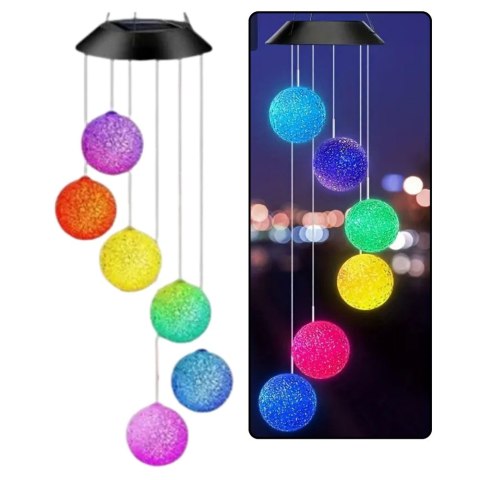 Lampki Solarne Ogrodowe LED Dzwonki Kule Kolorowe 70cm LEAN