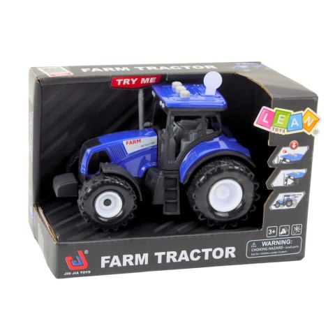 Traktor Farmerski Rolniczy Światła Dźwięki Niebieski 1:36 LEAN Toys