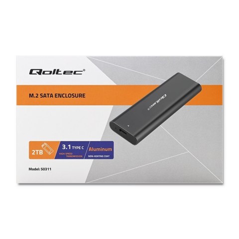 Obudowa | kieszeń do dysków M.2 SATA SSD | NGFF | USB typ C Qoltec