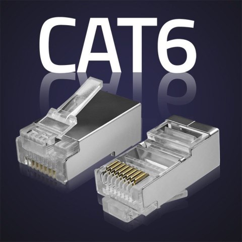 Wtyk przelotowy złącze RJ45 | CAT6 | FTP | Pass Through | Pozłacane styki | 100 sztuk Qoltec