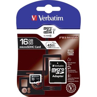 Karta Micro SDHC 16GB Class10 UHS-I + Adapter Verbatim