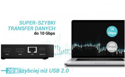 Stacja dokująca USB-C DP Dual HDMI Power Delivery 100W I-tec