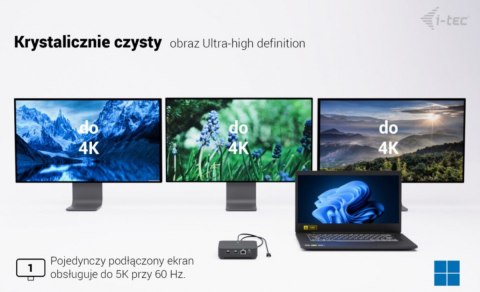 Stacja dokująca USB-C DP Dual HDMI Power Delivery 100W I-tec
