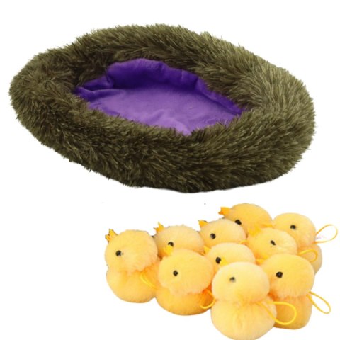 Pluszowa Kura Przytulanka Gniazdo Pisklaki Kurczaki 10szt LEAN Toys