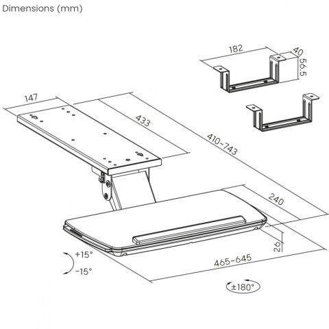 Uchwyt na klawiaturę max 5kg, MC-156 B regulowany, podbiurkowy Maclean