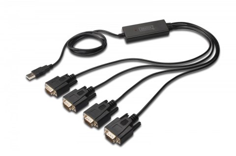 Konwerter/Adapter USB 2.0 do 4x RS232 (DB9) z kablem USB A M/Ż dł. 1,5m Digitus