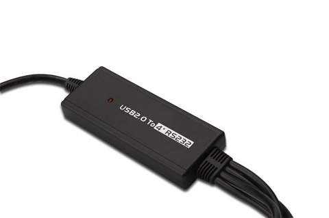 Konwerter/Adapter USB 2.0 do 4x RS232 (DB9) z kablem USB A M/Ż dł. 1,5m Digitus