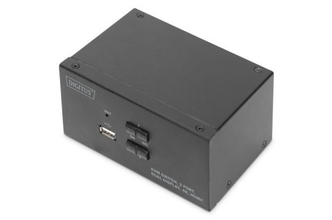 Przełącznik KVM 2 portowy HDMI, Dual Display, 4K 30Hz Digitus