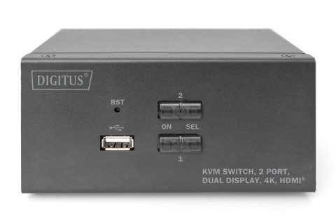 Przełącznik KVM 2 portowy HDMI, Dual Display, 4K 30Hz Digitus