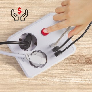 Listwa zasilająca 2 gniazda MCE387 W 3xUSB, 110-240V AC 50/60Hz, 2.1A max 2500W, 1.5m, biała Maclean