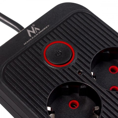 Listwa zasilająca MCE389 B 6 gniazd 4xUSB-A, 1xUSB-C 110-240V AC 50/60Hz, 2.1A max 2500W, czarna Maclean