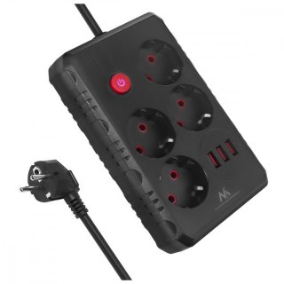 Listwa zasilająca MCE393 B 4 gniazda 3xUSB 110-240V AV 50/60Hz 1A max 2500W 3m czarna Maclean