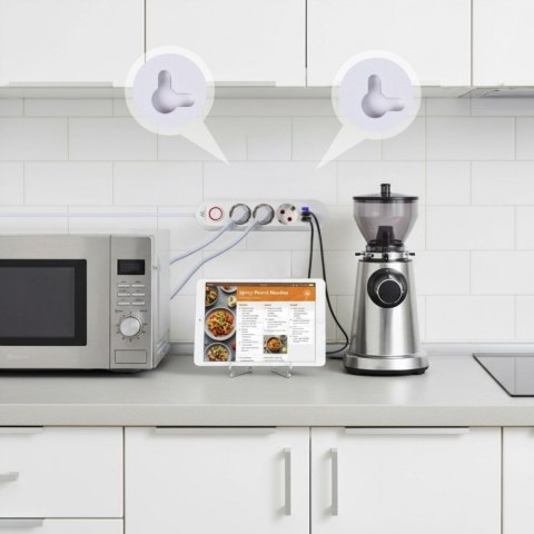 Listwa zasilająca MCE394 W 3 gniazda 3xUSB, 110-240V AC 50/60, 2.1A max 2500W, biała Maclean