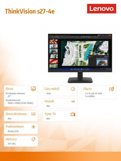 Monitor ThinkVision s27-4e 27 cali 64BEKAT1EU Lenovo