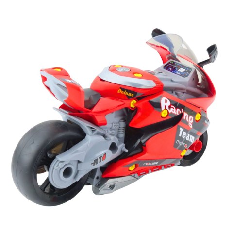 Motocykl Do Rozkręcania 2w1 DIY Warsztat Światła Dźwięki Dym Czerwony 43cm LEAN Toys