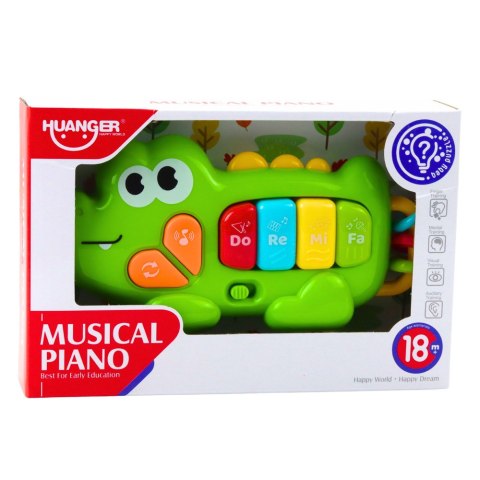 Muzyczne Pianinko Interaktywne Dla Malucha Krokodyl Koraliki Zielony LEAN Toys