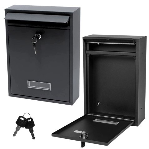 Skrzynka Pocztowa Na Listy Stal Ocynkowana Czarna 32x21,5x8,5cm LEAN