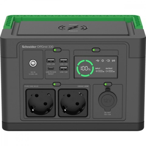 Stacja zasilania PPS330-GR Schneider OffGrid Portable Power Station 330, 332Wh Lithium-ion, 2 Schuko, Sinewave APC