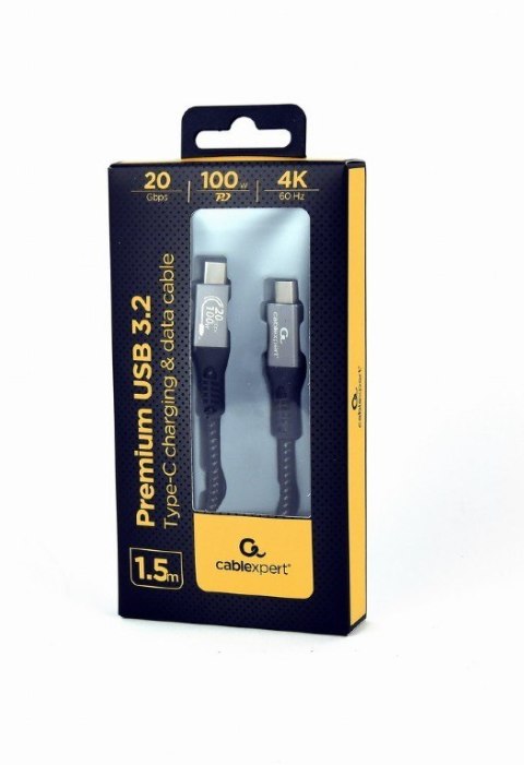 Kabel Premium USB-C 3.2 gen 2 20 Gbps 100W 1.5m PD Gembird